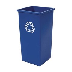 Rubbermaid Commercial Fg395873blue 35 Gal Square Recycling Bin, Open Top,