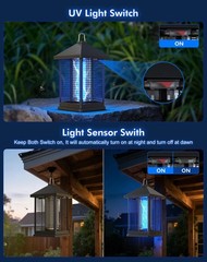 REOGLE Bug Zapper Indoor & Outdoor with Auto Smart Light Sensor, 4000V Black