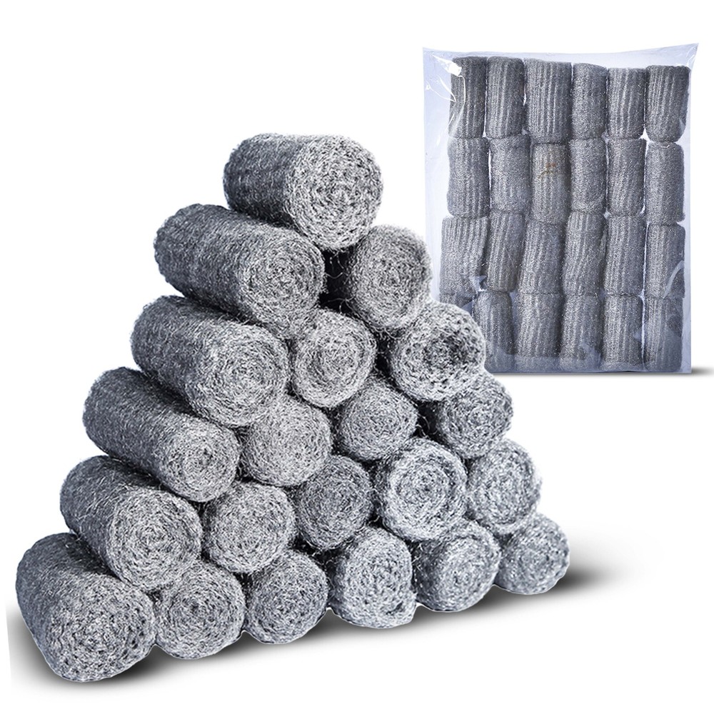 Steel Wool Grade 0000 – 24 pcs Finest Grade for Furniture Cleaning, Mice Control