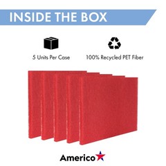 Americo Red Buffer Floor Pad, for Light Cleaning and Buffing, 14″x28″, 5