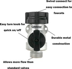 Gilmour Garden Hose Shut Off Valve, Durable Metal Full Flow Water Off…