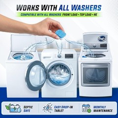 Washing Machine Cleaner Tablets 25 Pack – 1 Count (Pack of 25), White & Blue
