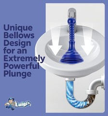 Luigi’s Small Blue Sink Plunger Large Bellows Drain Clog Remover