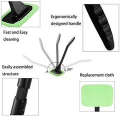 Interior Windshield Cleaner Tool for Car Windows, Green Rectangle