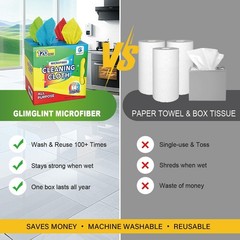 GLIMGLINT Microfiber Cleaning Cloth 120 11 inches x 9 inches, Multicolor