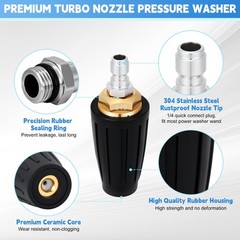 Yupjlia Turbo Nozzle Pressure Washer, Premium 4000 9.00 cubic inches, Black