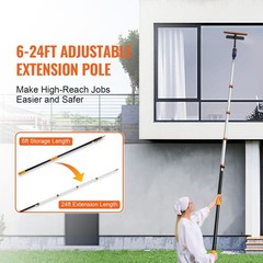Telescoping Pole, 6 to 24 FT Pole, Extension Multi – Purpose Pole, Sturdy