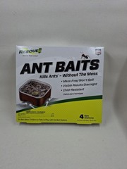 RESCUE! Ant Bait .Indoor 4 Bait Stations Child- Resistant .Mess Free