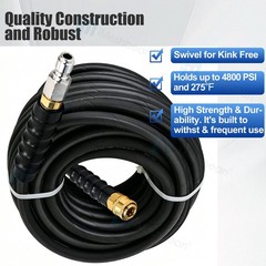 Hot Water Pressure Washer Hose 3/8″ x 100ft 6000 psi Non-Marking 2-Braid Gray