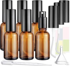 6-Pack 1oz/30ml Amber Glass Spray Bottles for Fine Mist | with 2 6PCS,