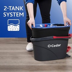 O-Cedar RinseClean Microfiber Spin Mop & Bucket Floor Cleaning System with 4