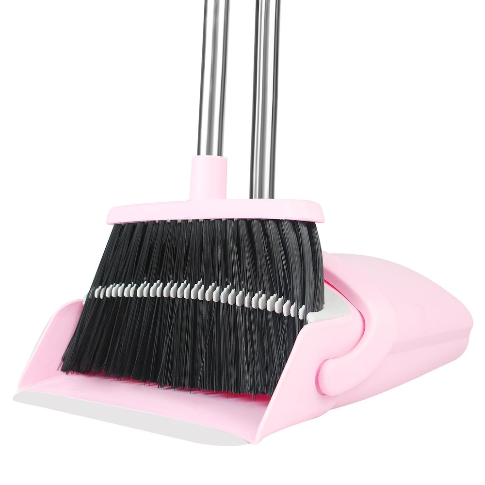 Broom and Dustpan Set, with Combo Set for Home 54-in Long Pink