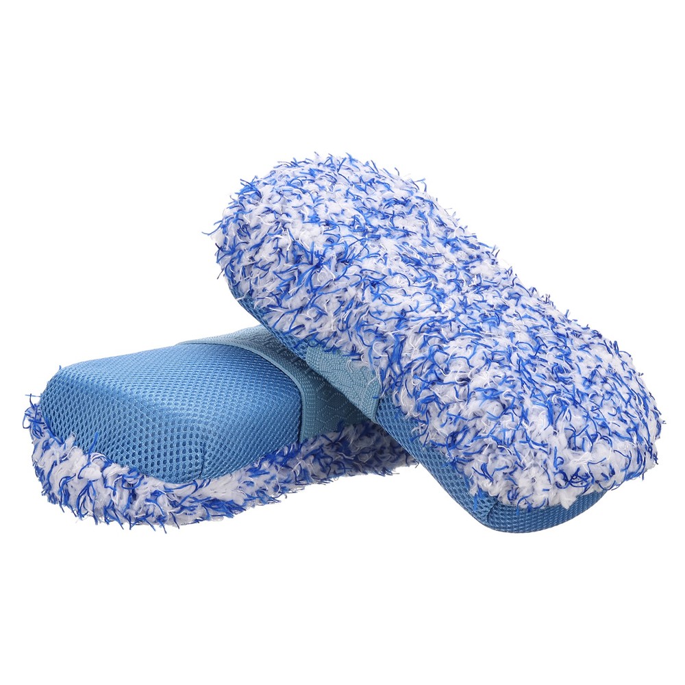 2pcs Microfiber Car Wash Sponge 8.7″x4.5″ Non-Scratch Foam Applicator Pads Blue