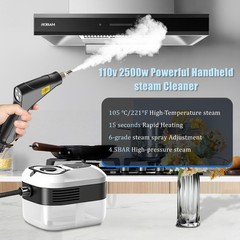 Powerful 2500W Handheld Steam Cleaner,15s Fast Heat-Up & High-Pressure Steam, 6-