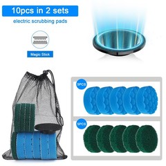 Electric Spin Scrubber Replacement Brush Heads Set, 10 Piece Black/Blue/Green