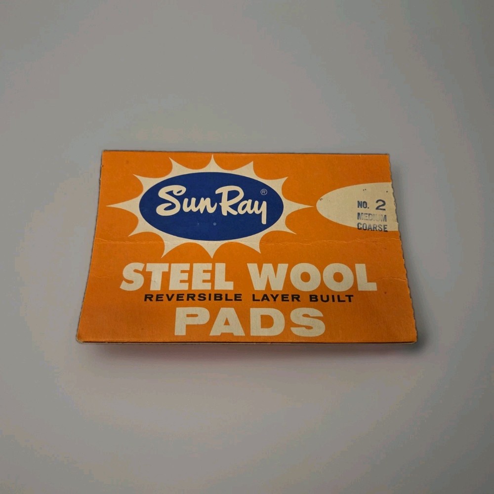 Vintage Sun Ray Steel Wool Pads No. 2 Medium Coarse FS-140 Empty Box Carton
