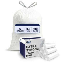 Plasticplace 5 Gallon Trash Bags – White 1 Count (Pack of 100),