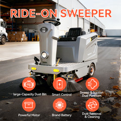 Ride-on Floor Sweeper Machine 50.4″ 26.5 Gallon Dustbin 92600 Sqft/h Efficiency