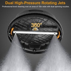 15″ Pressure Washer Surface Cleaner with 2 Extension Wand Quick Connect 3600PSI