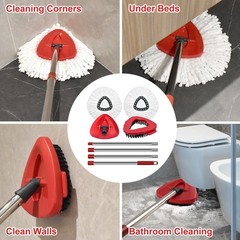 Spin Mop 1 Sets Stainless Steel Handle + 2 White Heads + 1 Base + 1 Brush