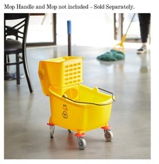 26 QT Grey Space Saving Combo Mop Bucket and Side Press Wringer Lavex