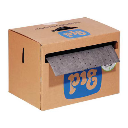 Pig Mat140 Sorbent Roll, 9 Gal, 15 In X 75 Ft, Universal, Gray, Polypropylene