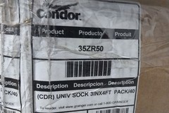 Condor 35ZR50 40 Pk 3 In x 48 In Size Gray Absorbent Sock (BW)