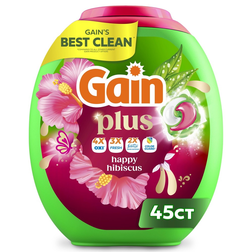 Gain Plus Flings Liquid Washing Detergent Pods, Gain’s 45 Count (Pack of 1)