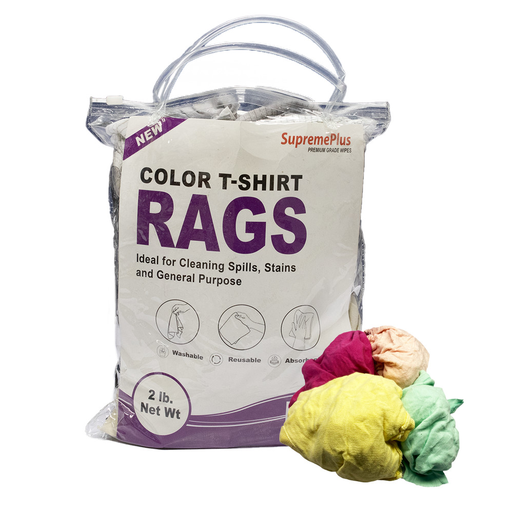 New Color Knit T-Shirt Rags for Wiping – 2 lbs. Bag Multipurpose Cleaning Cloths