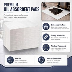 Hoolerry 100 Pcs Oil Absorbent Pads Bulk Heavy Weight Dimpled Garage Absorbing P