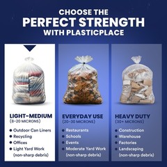 Plasticplace 55-60 Gallon High Density Trash Bags – Clear, 17 Microns, 150 bags