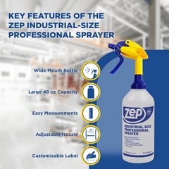 Zep Industrial Sprayer Bottle – 48 oz (Case of 8) C32810 – Up to 30 Foot Spray,