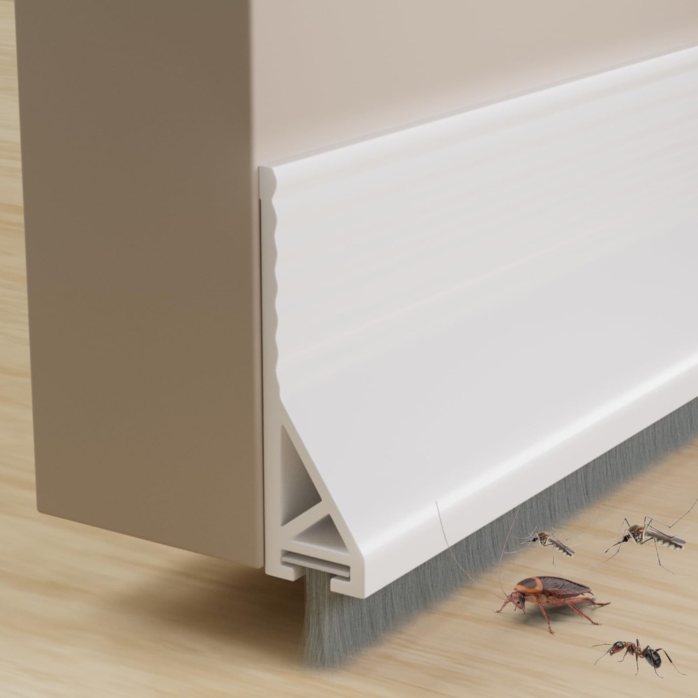 2 Pack Door Sweep with Brush, 39″ Silicone Under 39in*2 Pack, White