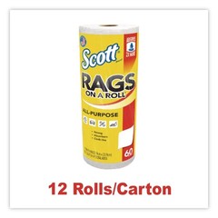 Scott 54992 9.4″ x 11″ 1-Ply Rags On A Roll – White (12/Carton) New