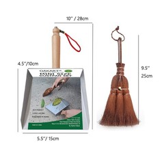 Mini Metal Dustpan and Brush Set, Natural Hand Broom, 2 Piece Gray