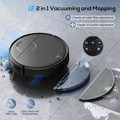 Robot Vacuum, 2 in 1 Vacuum and Mop Combo for Pet Owners: Strong Black