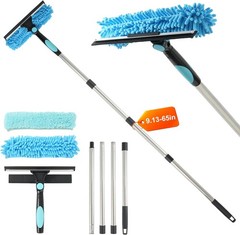 65” Window Washing Kit with Extens Pole, 2-in-1 Window Cleaning Kit