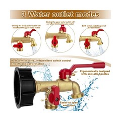 IBC Tote Hose Adapter Dual Outlet Faucets 275-330 Gallon IBC To… FAST USA SHIP