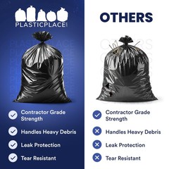 Plasticplace Contractor Trash Bags 42 Gallon 4.0 Mil Black Heavy Duty Garbage