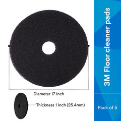 3M Black Stripper Pad 7200, 17 In, 5/Case