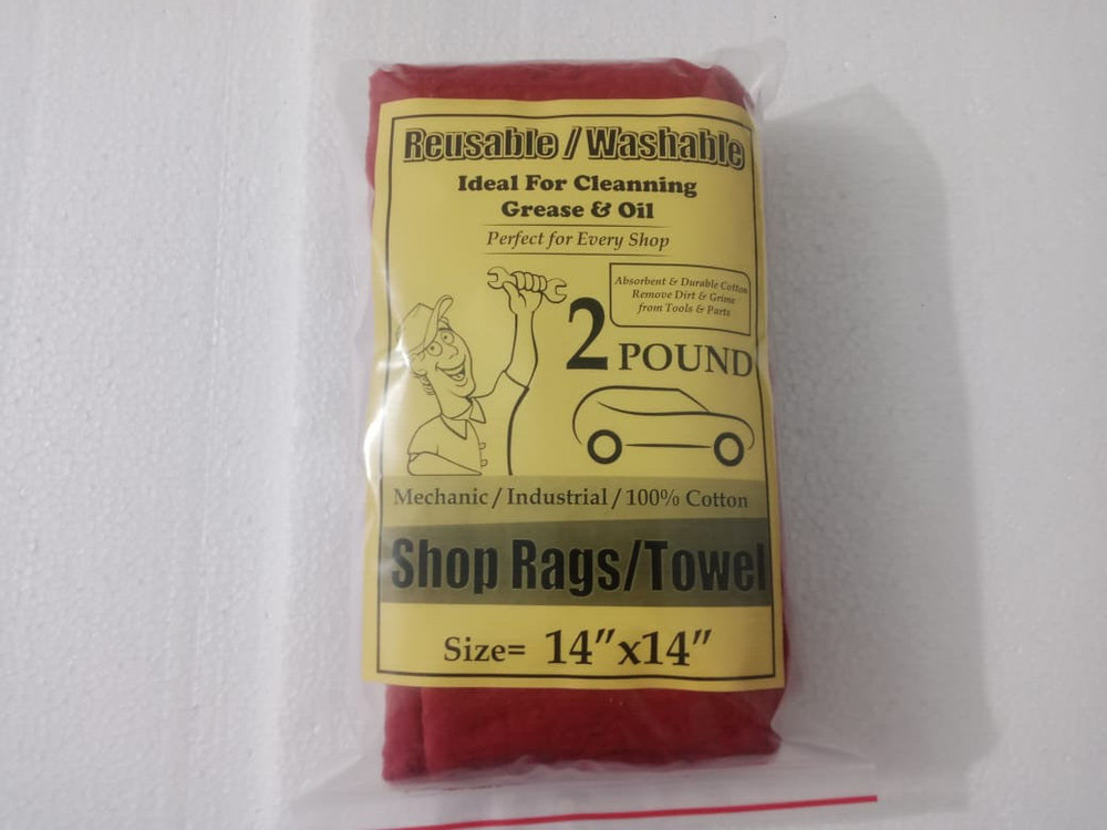 AUTO MECHANIC INDUSTRIAL SHOP RAGS/TOWEL 14X14 2 POUND 100% COTTON WASHABLE
