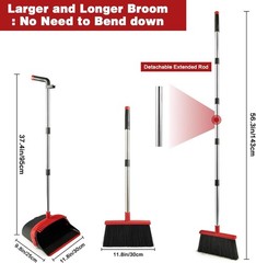 Broom and Dustpan Set for Home, with Cleaning Black With Red