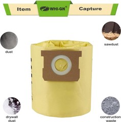 5 Pack 91964 Shop Vac Bags 4 Gallon Type D High Efficiency 5 Pack, yellow