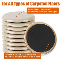 10PCS Furniture Sliders, 3 1/2″ Sliders for 10PCS|3 1/2″, Beige