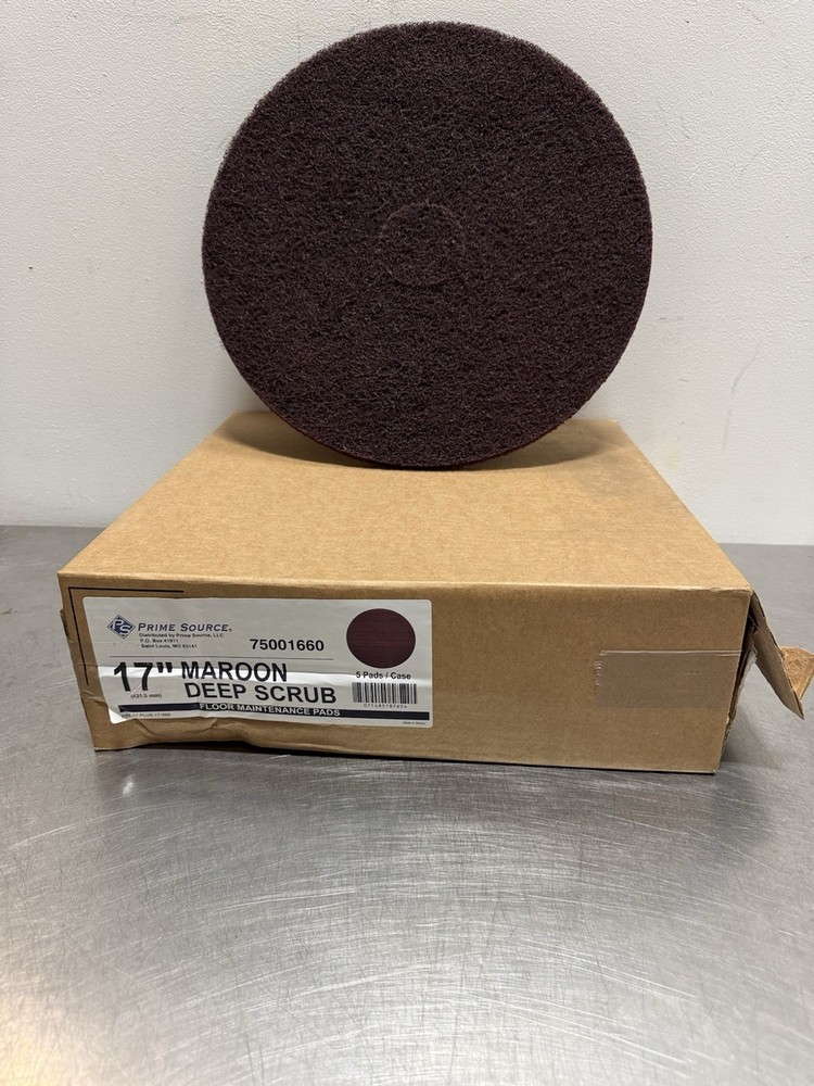Pack of 5 Deep Scrubbing Round Pads, 17 in. Diameter Maroon Heavy Duty Pads