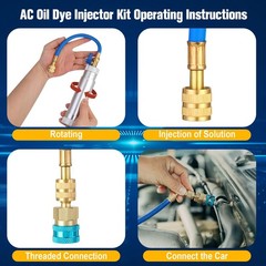 Wells AC Oil Dye Injector Kit, R134A & R1234YF & R410A R134a+R1234yf+R410a