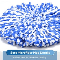4 Pack RinseClean Spin Mop Replacement Head Refills 4 Head, Blue