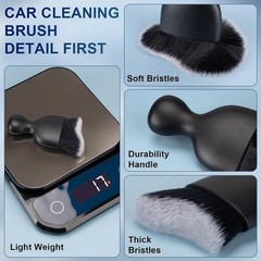 2-Piece Car Interior Detailing Brush Set with Soft Bristl Color: Black & White