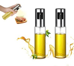 Aoiutrn 2-Pack 100ML Glass Mister Bottles for Oil & Vinegar, Heavy-Duty black