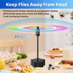 Fly Fans for Outdoor Table, Height Adjustable Food Fan with 4 Pack, white